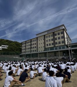 全校朝礼&避難訓練